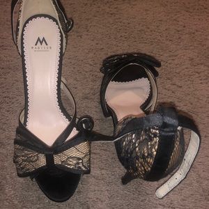 Black Lace bow tie heels